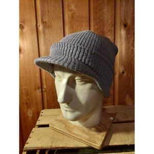 Visor Beanie Knit with Brim Winter Fall Style Gray and Camo